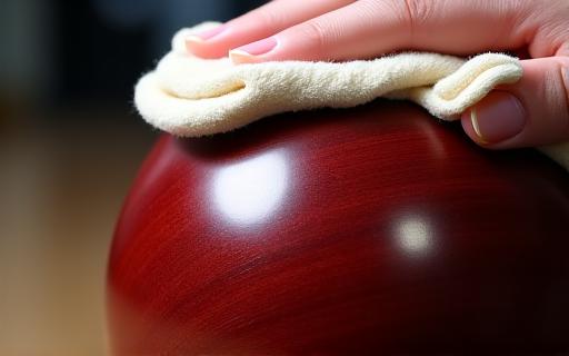 Un panno morbido che lucida la superficie di una palla finita.